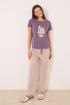 Womensecret Pijama manga corta 100% algodón estampado Snoopy morado/lila