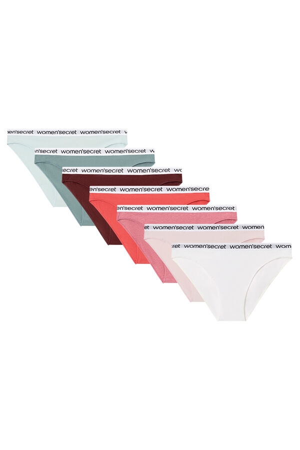 Womensecret Pack 7 panties clásicos algodón logo blanco