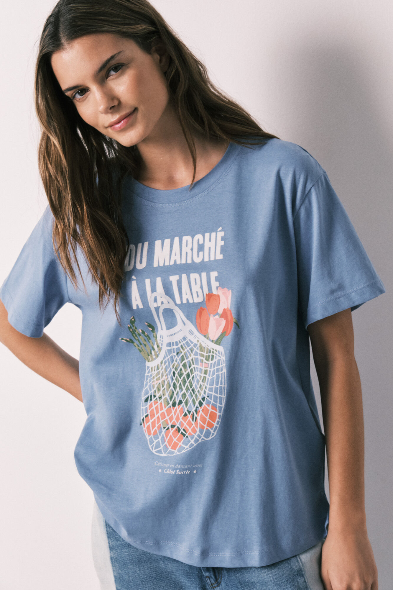 Women'secret Playera de manga corta 100% algod&oacute;n azul