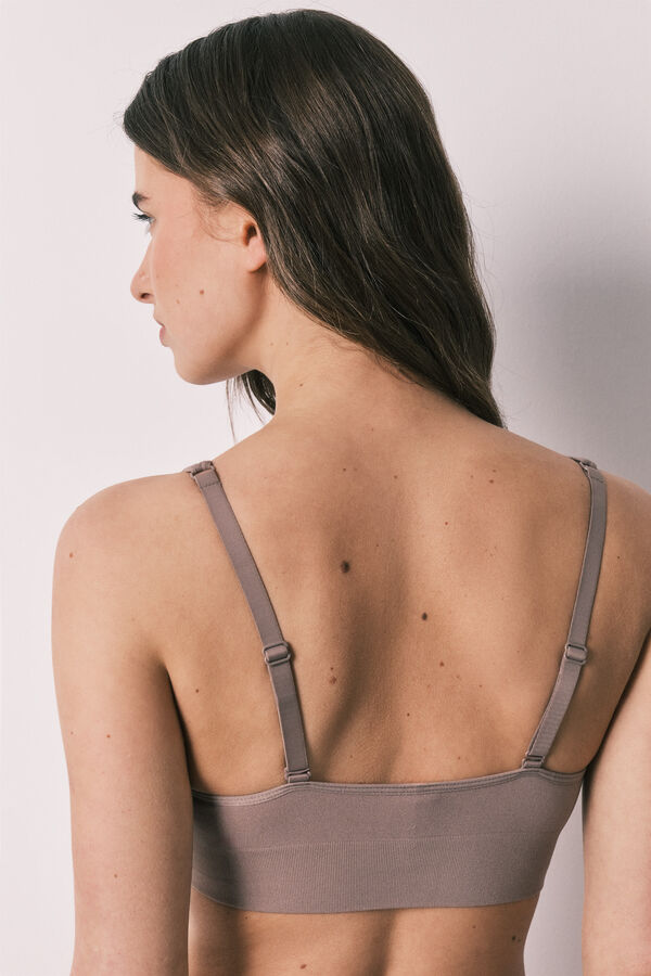 Women'secret Top triangular sin costuras caf&eacute; NATURAL caf&eacute;