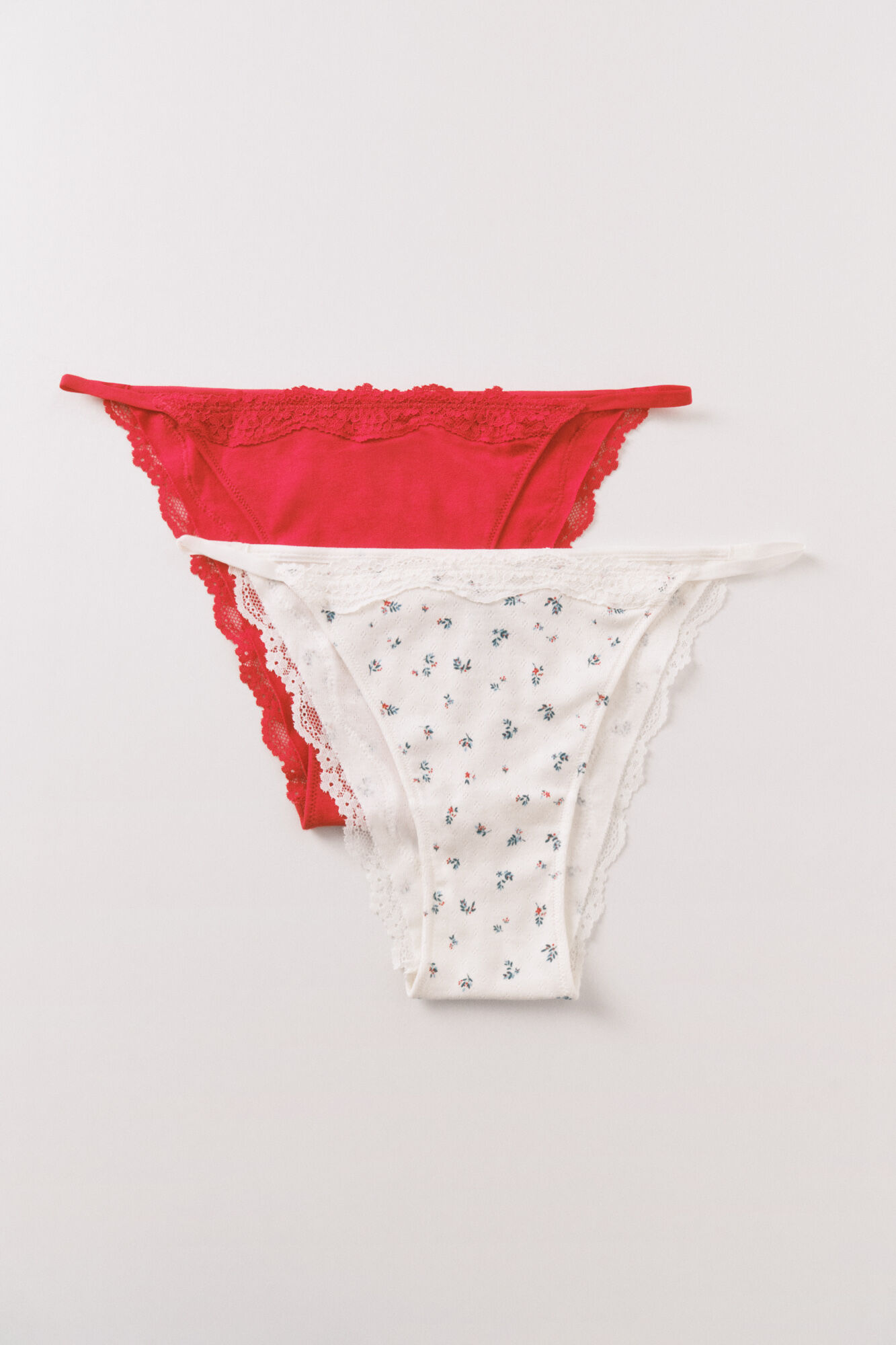 Women'secret Pack de 2 panties brasile&ntilde;as en algod&oacute;n rojo y estampado blanco