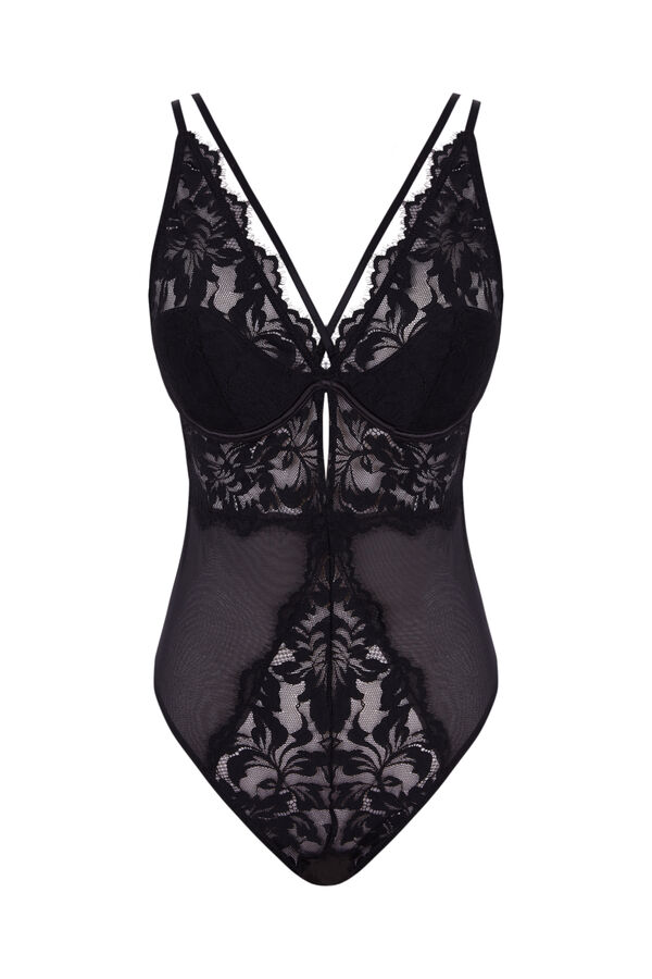 Womensecret Body encaje y tul, varilla y relleno negro negro
