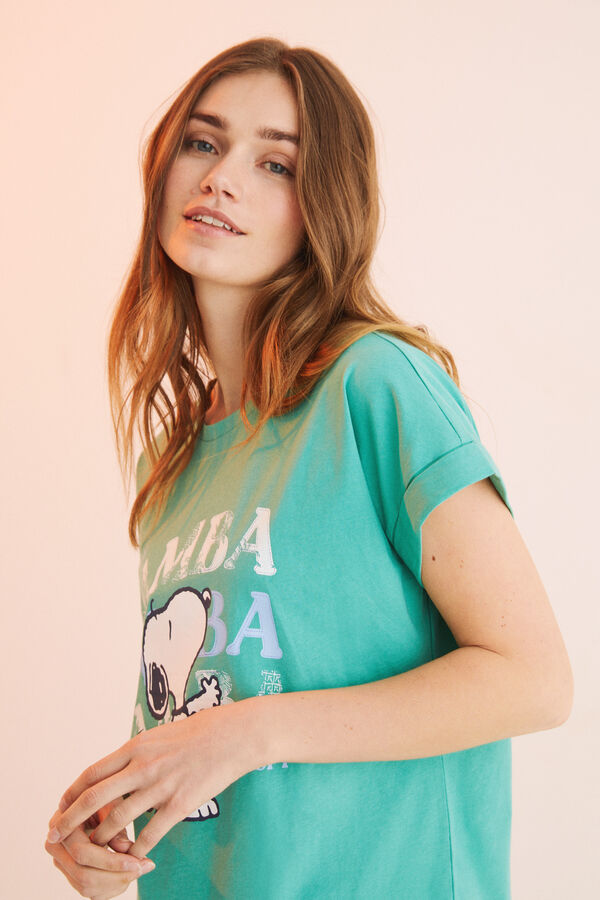 Womensecret Pijama pirata Snoopy 100% algodón piñas verde