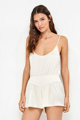 Gisela Jumpsuit corto de novia de sat&eacute;n beige