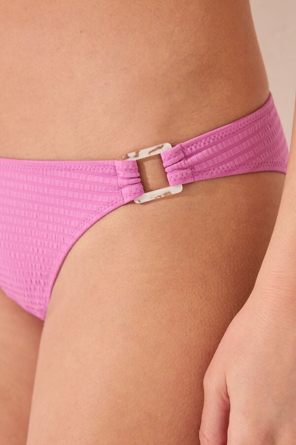 Womensecret Panty de bikini clásica con textura rosa morado/lila
