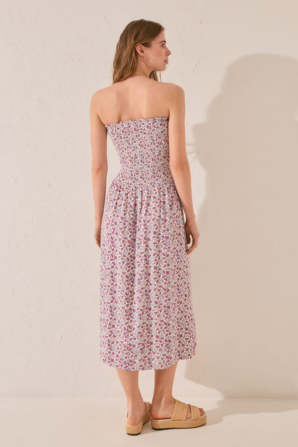 Womensecret Vestido largo de viscosa con estampado morado/lila estampado