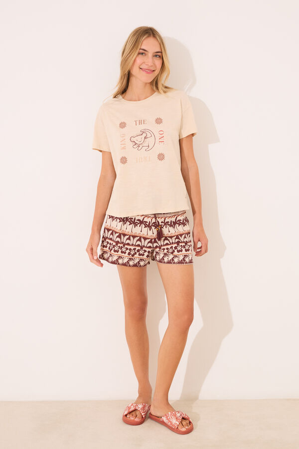 Womensecret Pijama corta 100% algodón con estampado del Rey León café