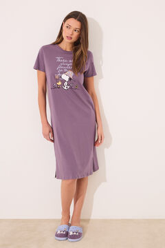 Womensecret Camisón midi 100% algodón morado Snoopy morado/lila