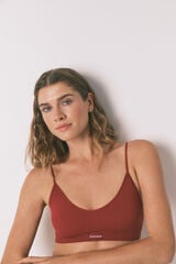 Womensecret Top triangular a cuadros granate NATURAL púrpura