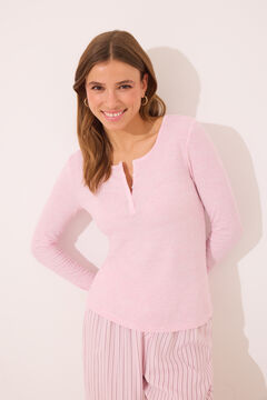 Womensecret Pijama larga de viscosa rayas con rayas alto rosa