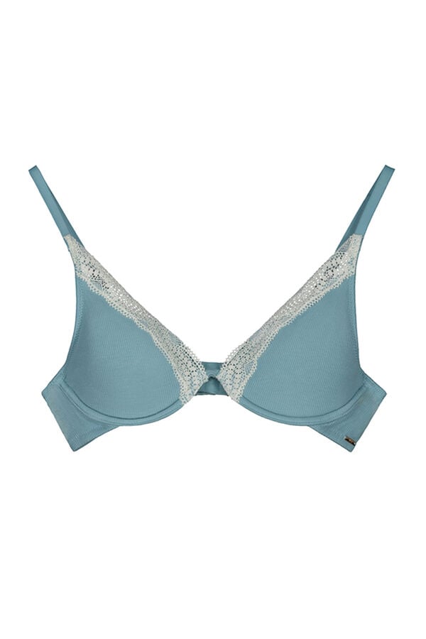 Womensecret INTUITIVE Brasier halter varilla y relleno algodón azul azul