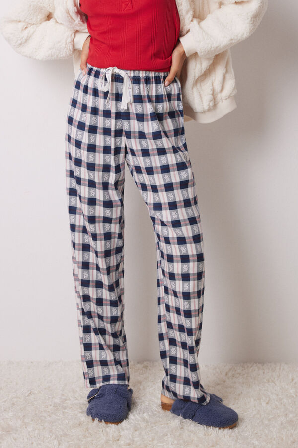 Womensecret Pantalón pijama cuadros azul estampado