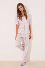Womensecret Pijama larga estampado de viscosa blanco