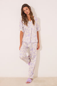 Womensecret Pijama larga estampado de viscosa blanco