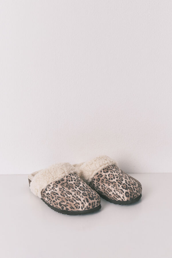Women'secret Pantuflas para casa estilo borrego con estampado animal estampado