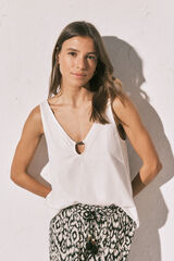 Women'secret Playera de tirantes anchos blanca marfil