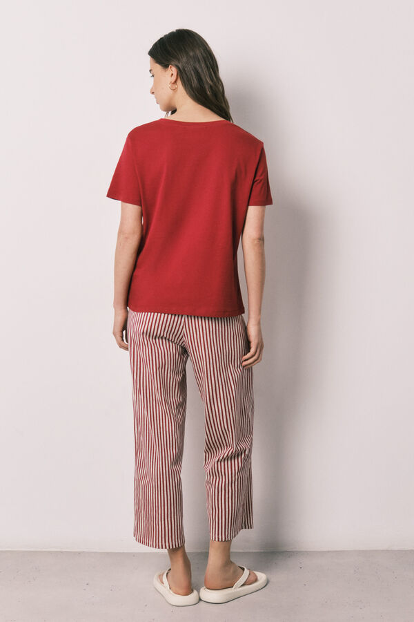 Women'secret Pijama capri de algod&oacute;n a rayas Snoopy rojo