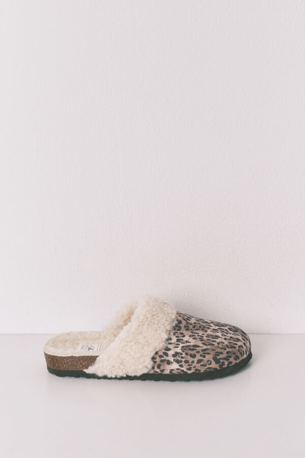 Women'secret Pantuflas para casa estilo borrego con estampado animal estampado