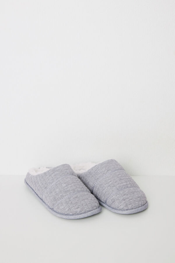 Womensecret Pantuflas para casa cerradas con relleno color marfil azul