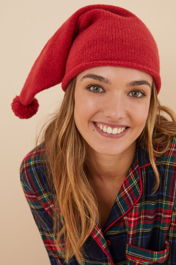 Womensecret Gorro con pompón rojo