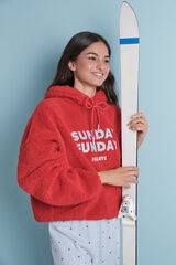 HI&BYE Sudadera roja suave de borrego con logo rojo