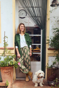 Womensecret Pantalón largo de estar por casa con flores de viscosa estampado