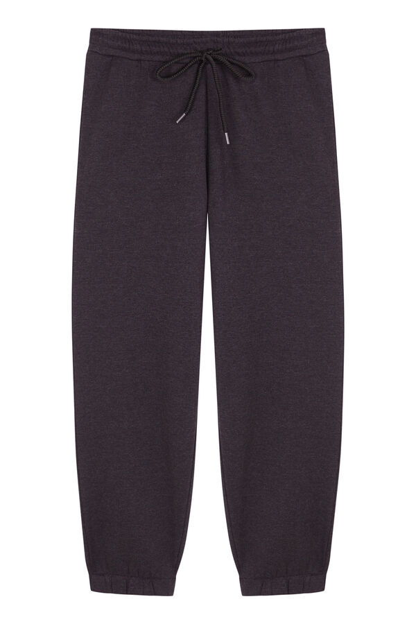 Women'secret Pantalón largo zanahoria en felpa fina gris gris