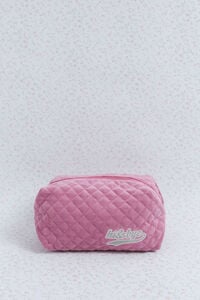 Womensecret Neceser de terciopelo terciopelo con logo bordado rosa