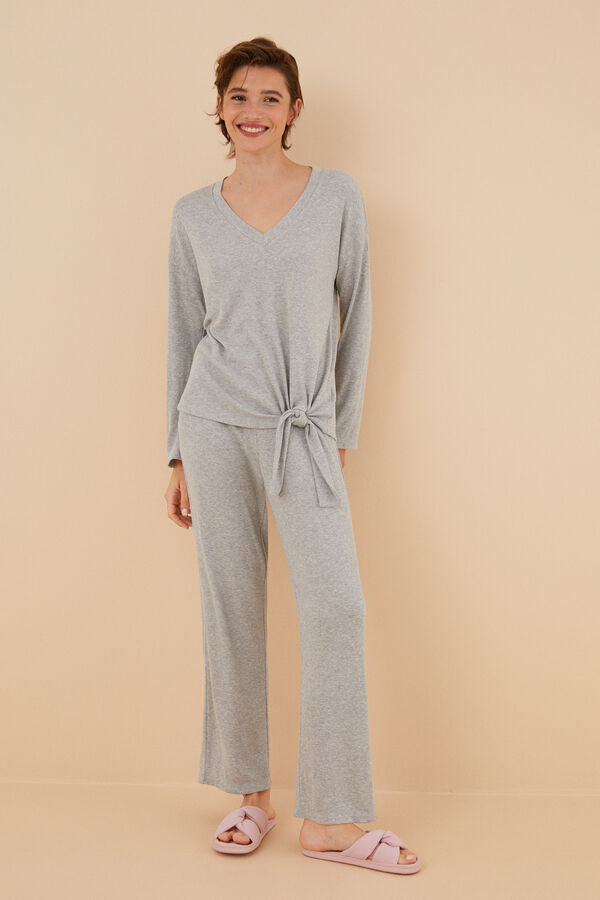 Womensecret Conjunto canalé gris gris