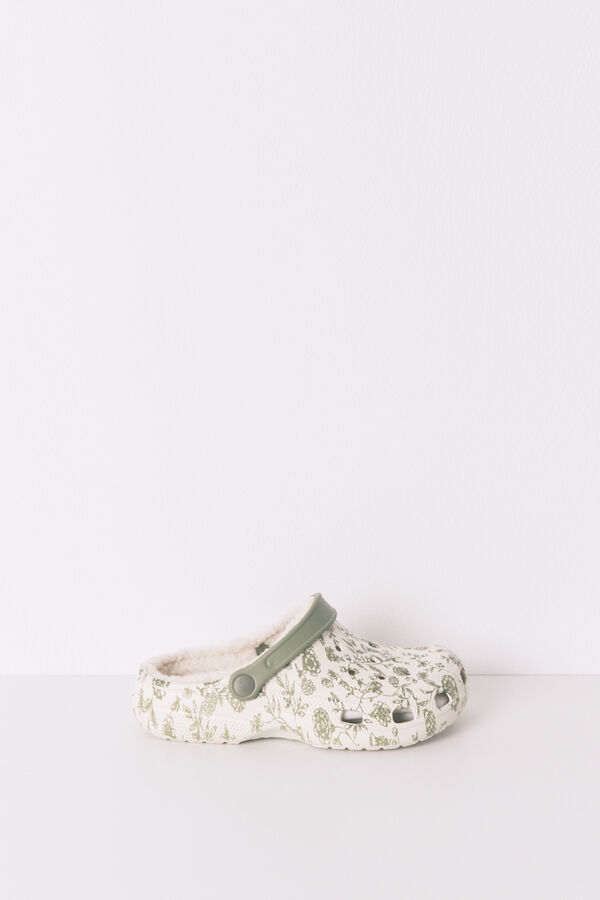 Womensecret Pantuflas para casa de flores verdes estampado