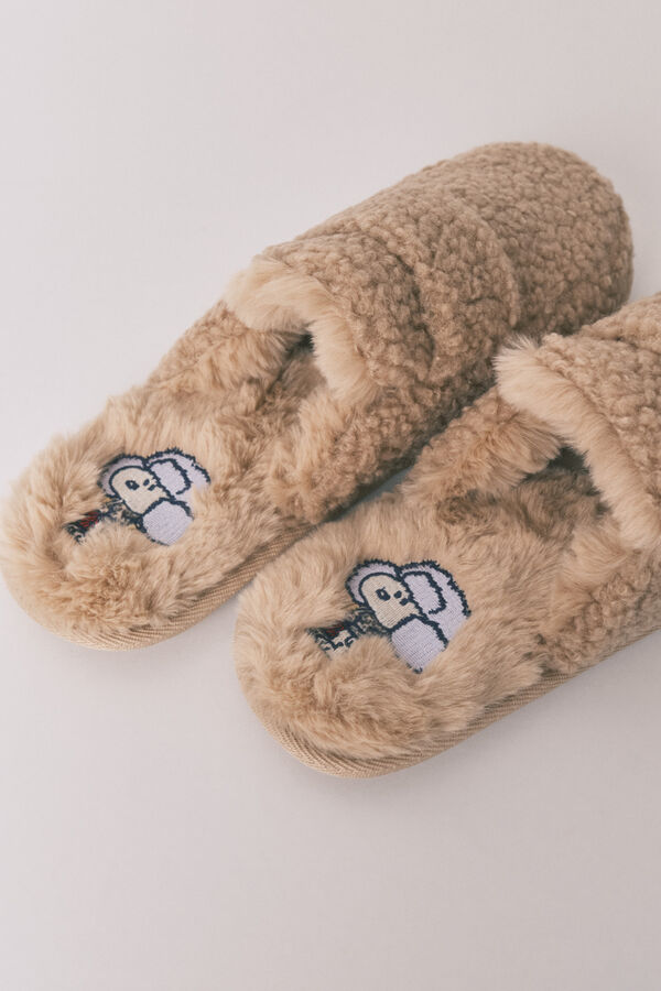 Women'secret Pantuflas para casa de borrego de Snoopy café
