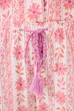 Womensecret Pijama camisera capri 100% algodón flores rosa