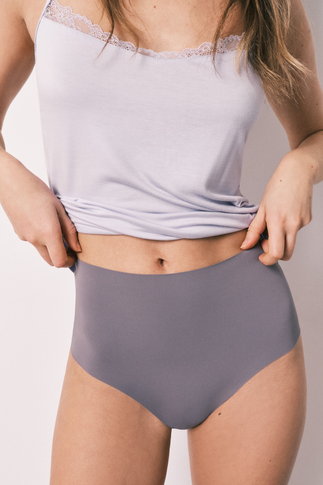 Women'secret Panty reductora alta laser-cut azul