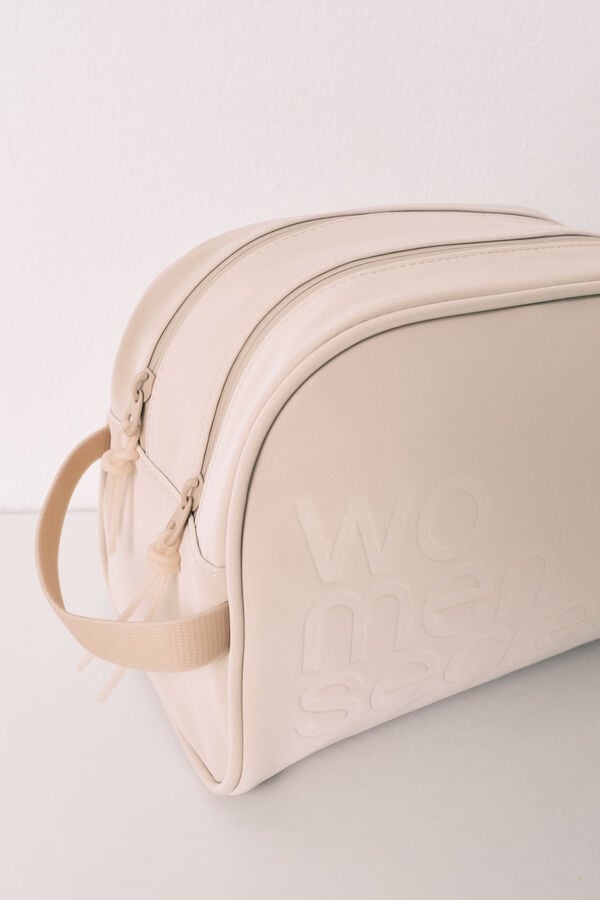 Women'secret Neceser grande doble cierre beige caf&eacute;