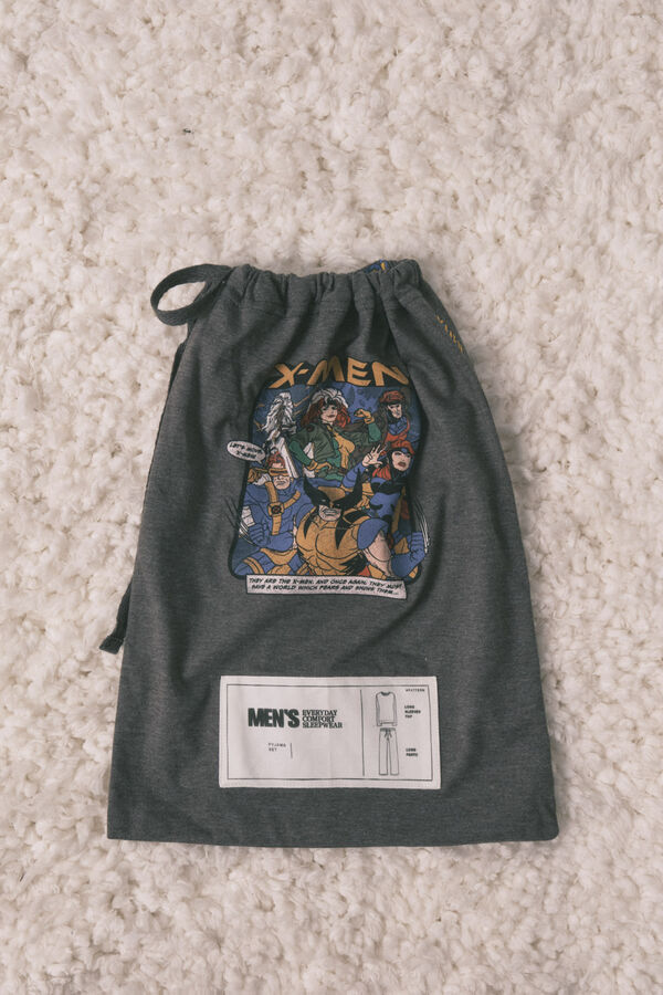 Women'secret Pijama larga de hombre 100% algod&oacute;n X Men gris