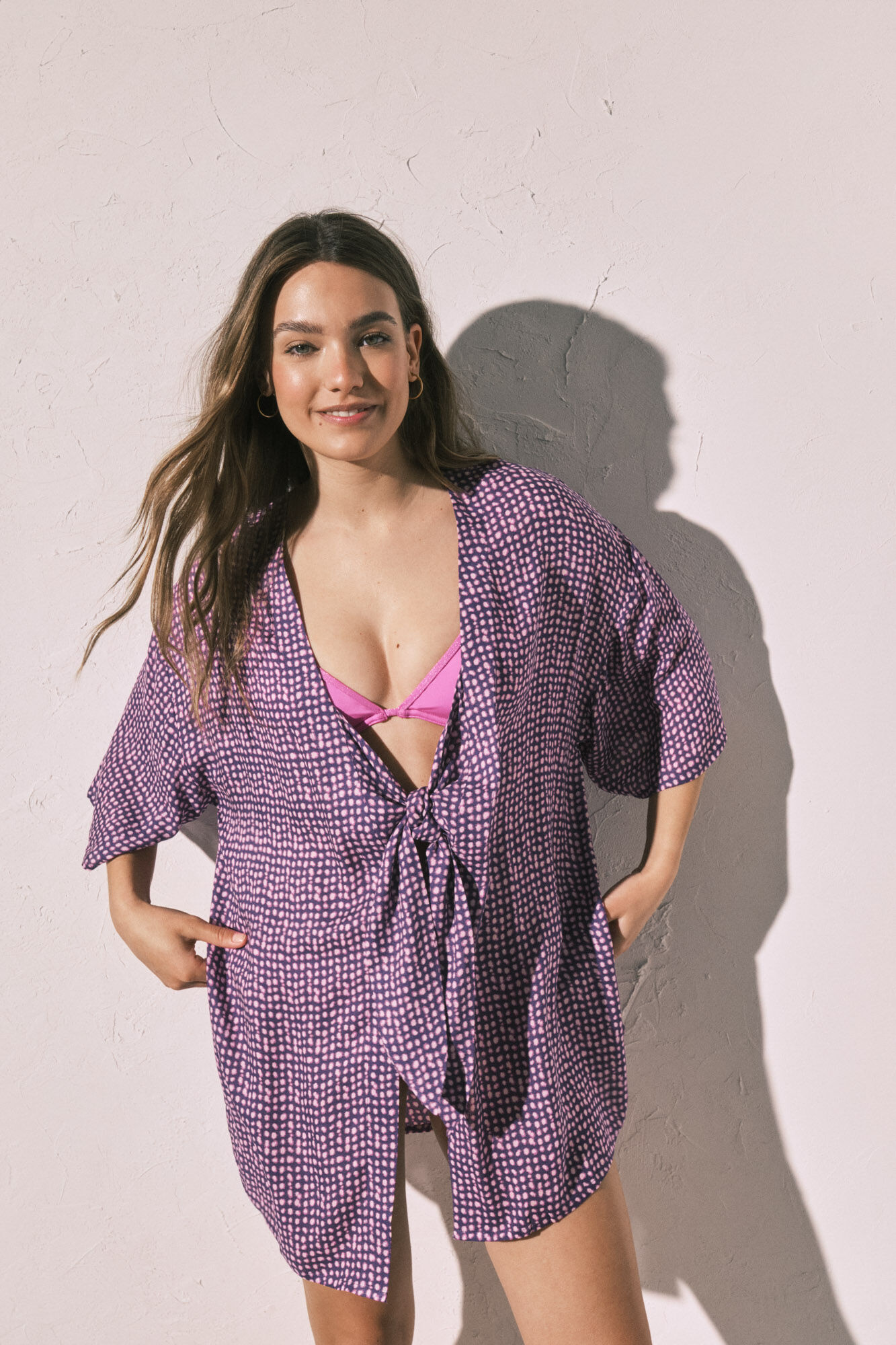 Women'secret Kimono corto estampado de manchas