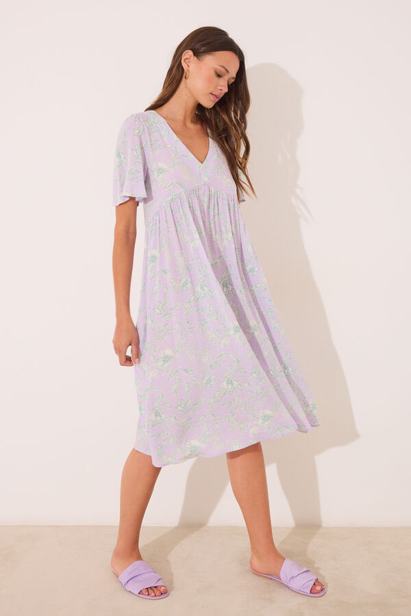 Womensecret Vestido midi con estampado de viscosa estampado