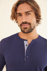 Womensecret Pijama larga hombre 100% algodón cuadros azul