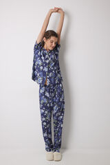 Womensecret Pijama camisera 100% algodón azul flores estampado