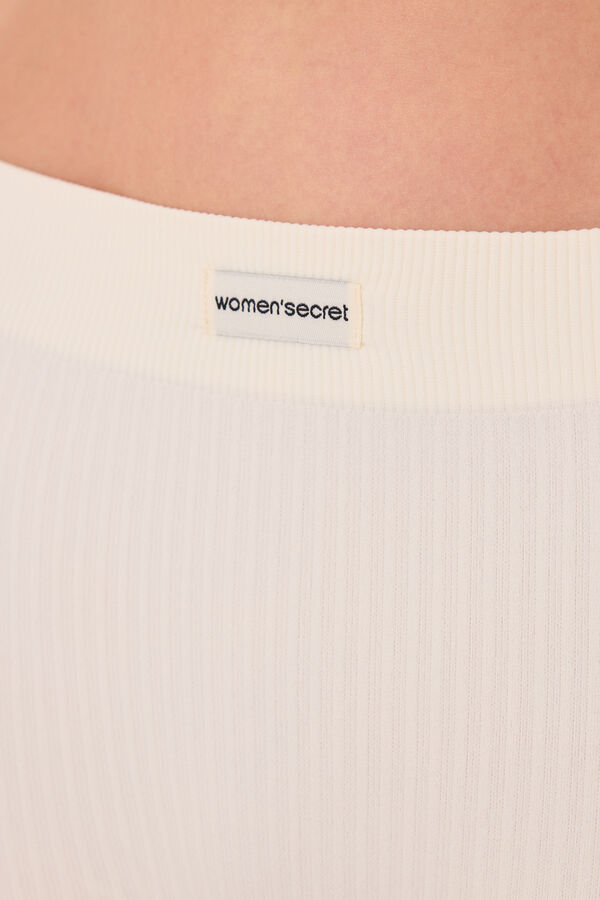 Womensecret Culotte blanco de canalé sin costuras marfil