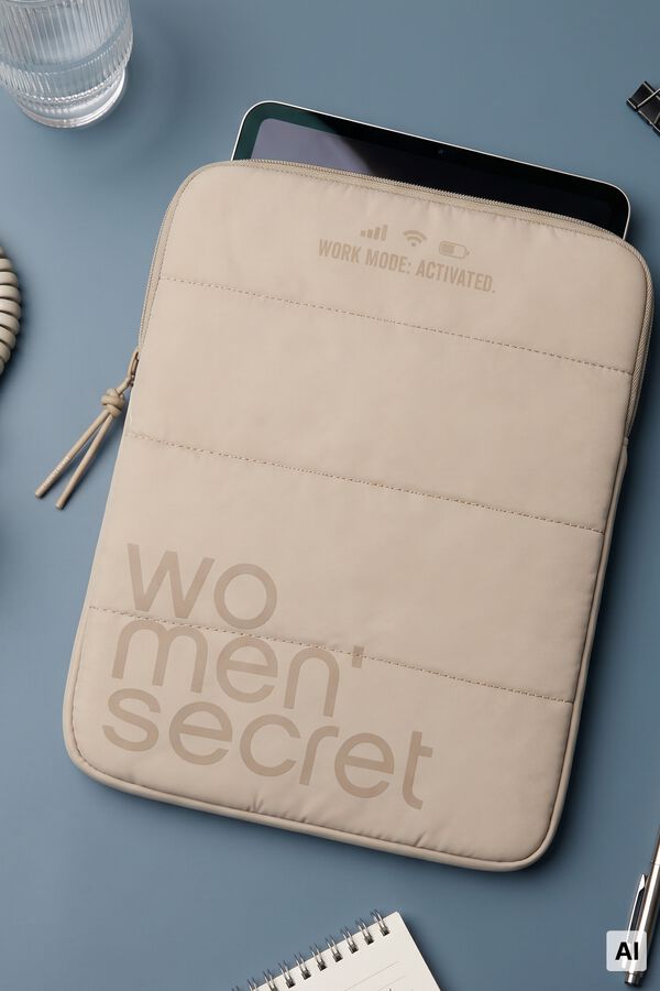 Women'secret Funda tablet acolchada beige caf&eacute;