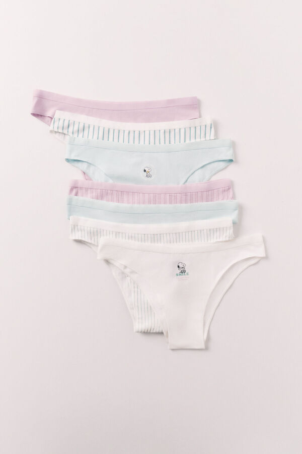 Women'secret Pack 7 panties brasile&ntilde;os de algod&oacute;n estampado Snoopy estampado
