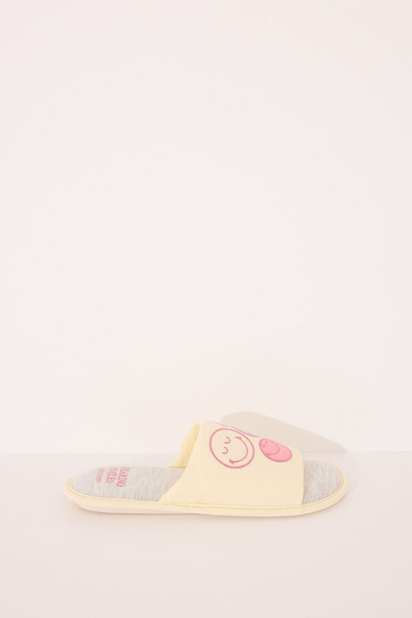 Womensecret Pantuflas para casa de casa abiertas Smiley amarillo