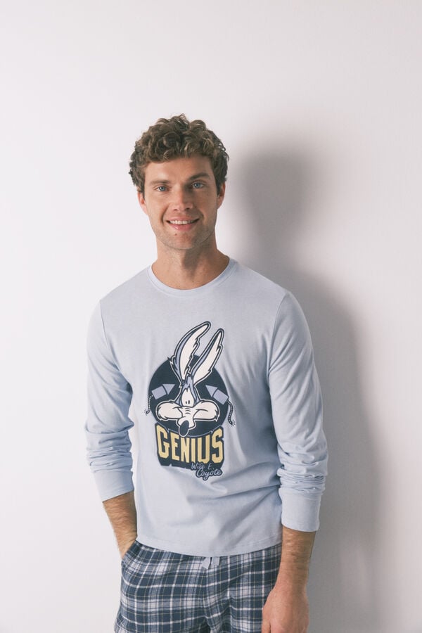 Women'secret Pijama larga 100% algodón azul coyote  azul