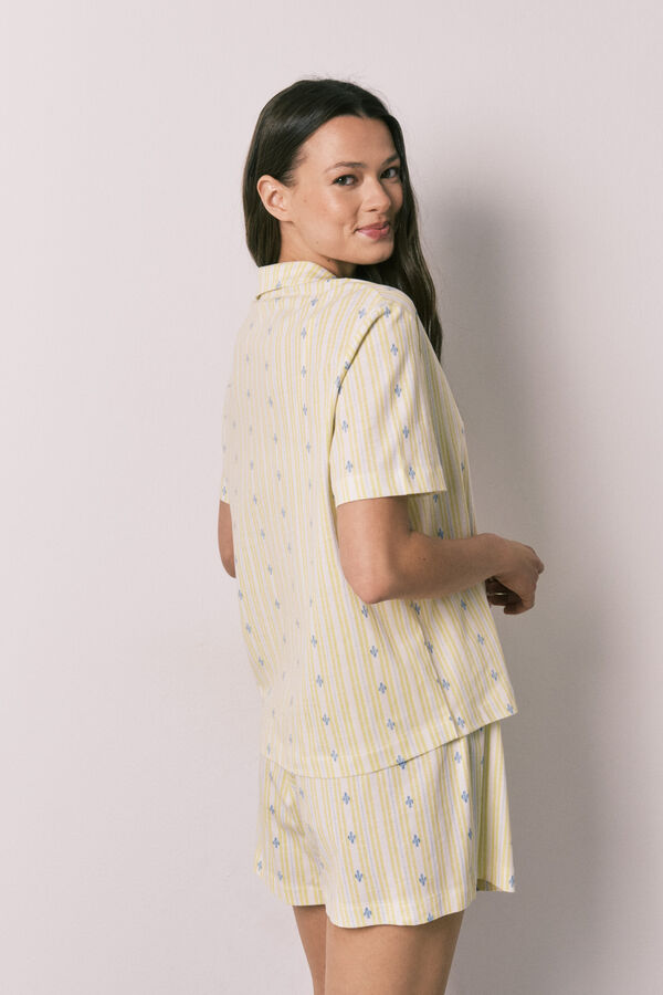 Women'secret Pijama corta camisera de algod&oacute;n amarillo amarillo