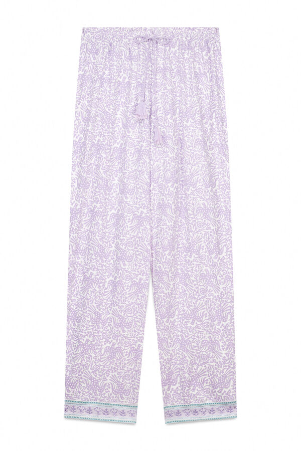 Womensecret Pantalón largo zanahoria 100% algodón lila morado/lila