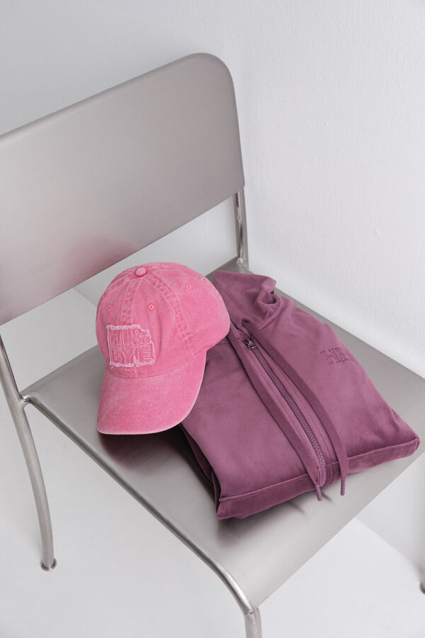 HI&BYE Gorra de algodón rosa con logo bordado rosa