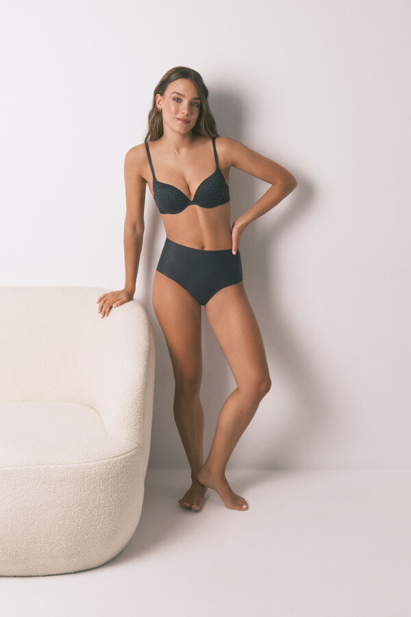Women'secret Panty alta clásica de microfibra gris gris