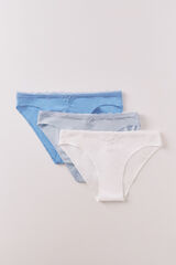 Women'secret Pack de 3 panties clásica de encaje de algodón  blanco