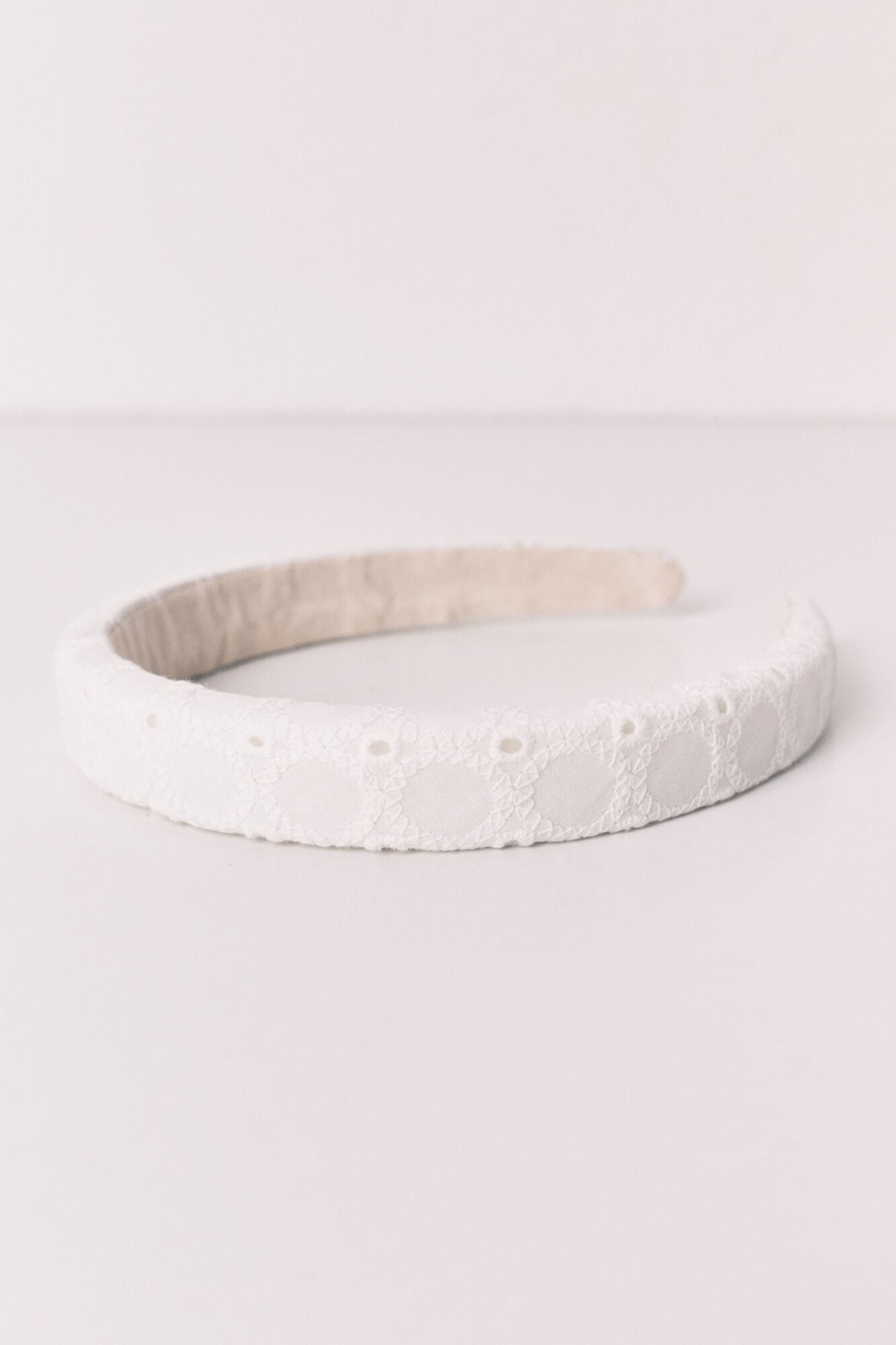 Women'secret Diadema de pelo bordado suizo blanco